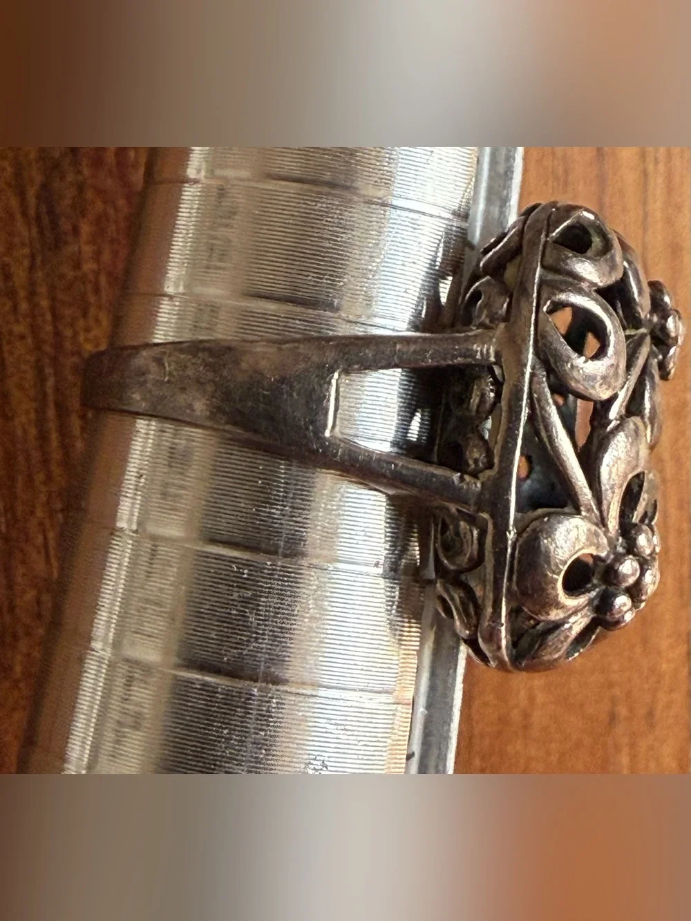 Floral Filigree Sterling Silver Statement Ring Signed FD 925 Thailand 4g